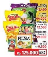 Promo Harga Filma Margarine + Lahap Beras + 2 Kunci Mas Minyak Goreng + Rose Brand Gula + ABC Sardines  - LotteMart