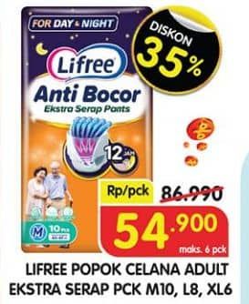 Promo Harga Lifree Popok Celana Ekstra Serap L8, M10, XL6 6 pcs - Superindo