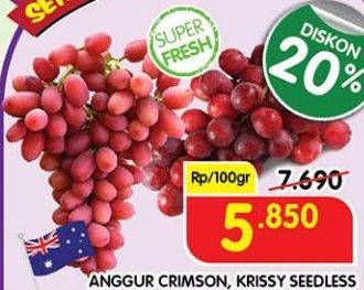 Promo Harga Anggur Crimson, Krissy Seedless  - Superindo