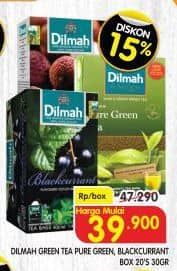 Promo Harga Dilmah Tea Greentea Natural Individually, Blackcurrant Individually 20 pcs - Superindo