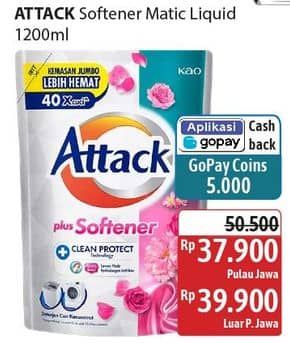 Promo Harga Attack Sensor Matic Detergent Liquid 1200 ml - Alfamidi