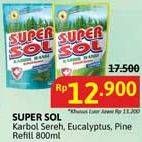 Promo Harga Supersol Karbol Wangi Sereh, Eucalyptus, Pine 800 ml - Alfamidi