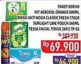 HIT Aerosol + RINSO Anti Noda + SUNLIGHT Lime + TESSA Facial Tissue