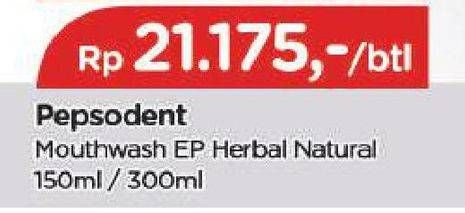 Promo Harga PEPSODENT Mouthwash Herbal Naturals 300 ml - TIP TOP