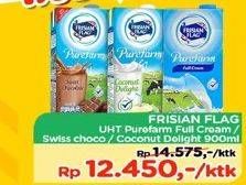 Promo Harga FRISIAN FLAG Susu UHT Purefarm Full Cream, Swiss Chocolate, Coconut Delight 900 ml - TIP TOP