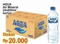 Promo Harga AQUA Air Mineral per 24 botol 600 ml - Indomaret