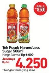 Promo Harga TEH PUCUK HARUM Minuman Teh Original, Less Sugar 500 ml - Carrefour