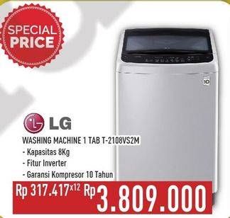 Promo Harga LG T2108VSAM | Mesin Cuci Top Loading 8kg  - Hypermart