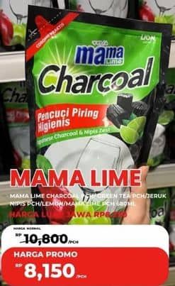 Promo Harga Mama Lime Cairan Pencuci Piring Lemon, Lime, Charcoal, Green Tea 680 ml - Carrefour