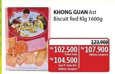 Promo Harga Khong Guan Assorted Biscuit Red Mini, Persegi 1600 gr - Alfamidi