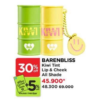 Promo Harga Barenbliss Kiwi Tin Tint Lip & Cheek All Variants 2 gr - Watsons