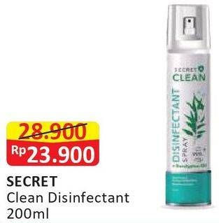 Promo Harga SECRET CLEAN Eucalyptus Disinfectant Spray 200 ml - Alfamart