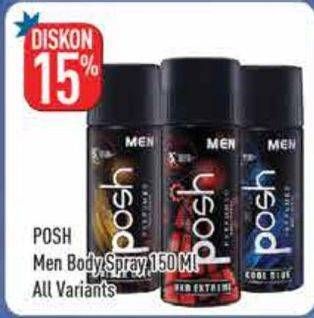 Promo Harga POSH Men Perfumed Body Spray All Variants 150 ml - Hypermart