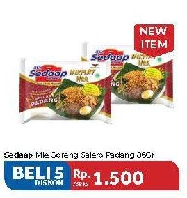 Promo Harga SEDAAP Mie Goreng Salero Padang per 5 pcs 86 gr - Carrefour