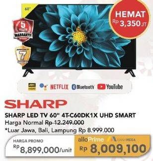 Promo Harga Sharp 4TC60DK1X AQUOS 60 Inch 4K UHD Android TV  - Carrefour