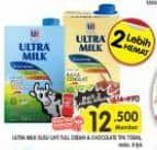 Promo Harga Ultra Milk Susu UHT Full Cream, Coklat 750 ml - Superindo