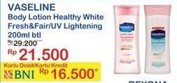 Promo Harga VASELINE Intensive Care Fresh Fair, Healthy White 200 ml - Indomaret