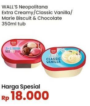 Promo Harga Walls Ice Cream Neopolitana, Classic Vanilla, Marie Chocolate 300 ml - Indomaret
