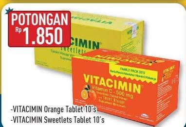 Promo Harga VITACIMIN Vitamin C - 500mg Sweetlets (Tablet Hisap) Orange, Sweeties 10 pcs - Hypermart