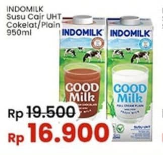 Promo Harga Indomilk Susu UHT Cokelat, Full Cream Plain 950 ml - Indomaret