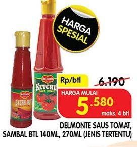 Promo Harga DEL MONTE Saus Tomat, Sambal 140 mL, 270 mL (Jenis Tertentu)  - Superindo