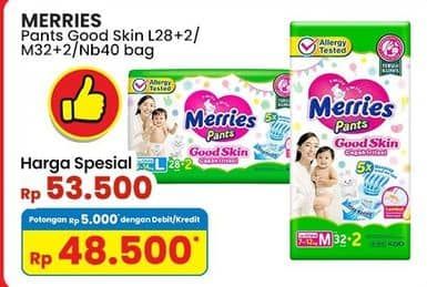 Promo Harga Merries Pants Good Skin L30, M34, S40 30 pcs - Indomaret