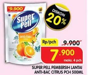 Promo Harga Super Pell Pembersih Lantai Anti Bac Citrus 500 ml - Superindo