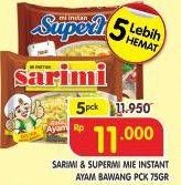 Promo Harga SARIMI/SUPERMI Mie Instan Rasa Ayam Bawang 75gr  - Superindo