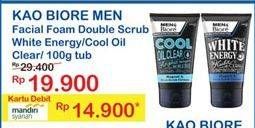 Promo Harga BIORE MENS Facial Foam White Energy, Cool Oil Clear 100 gr - Indomaret
