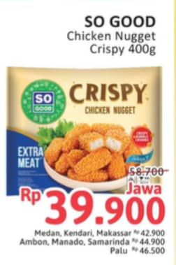 Promo Harga So Good Crispy Chicken Nugget 400 gr - Alfamidi