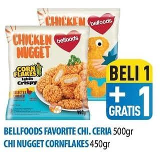 Promo Harga Belfoods Nugget Chicken Nugget Ceria, Cornflakes 450 gr - Hypermart