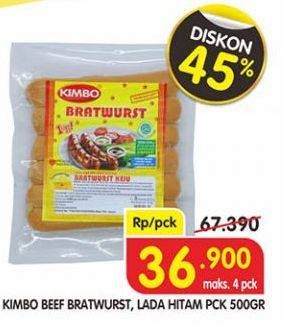 Promo Harga KIMBO Bratwurst Original, Lada Hitam 500 gr - Superindo