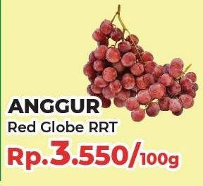 Promo Harga Anggur Red Globe RRT per 100 gr - Yogya