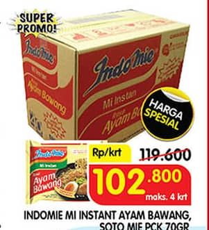 Promo Harga Indomie Mi Kuah Ayam Bawang, Soto Mie per 40 pcs 69 gr - Superindo