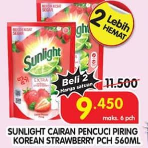 Promo Harga Sunlight Pencuci Piring Korean Strawberry 560 ml - Superindo