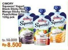 Promo Harga CIMORY Squeeze Yogurt Black Sticky Rice, Mango Sticky Rice, Peach, Aloe Vera 120 ml - Indomaret