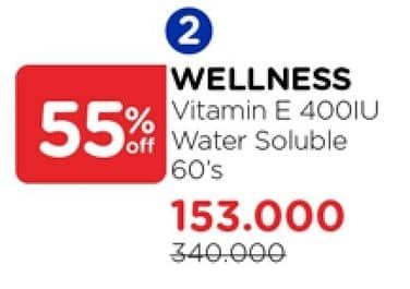 Promo Harga Wellness Vitamin E Water Soluble 60 pcs - Watsons