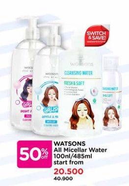 Promo Harga Watsons Micellar Cleansing Water 485 ml - Watsons