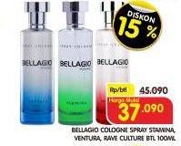 Promo Harga BELLAGIO Spray Cologne (Body Mist) Stamina, Ventura, Rave Culture 100 ml - Superindo