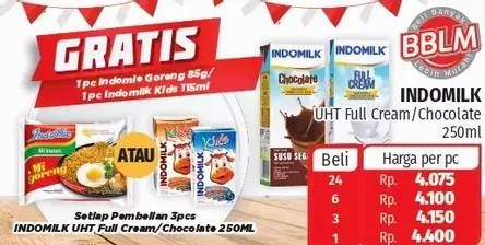 Promo Harga INDOMILK Susu UHT Cokelat, Full Cream Plain 250 ml - Lotte Grosir