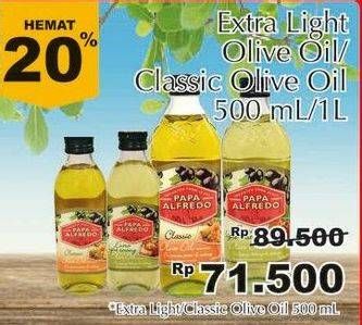 Promo Harga PAPA ALFREDO Olive Oil Extra Light, Classic 500 ml - Giant