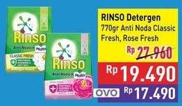Promo Harga Rinso Anti Noda Deterjen Bubuk Classic Fresh, + Molto Pink Rose Fresh 770 gr - Hypermart