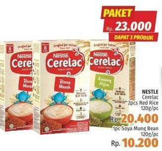 Promo Harga Cerelac Beras Merah 2pcs + Kacang Hijau 120gr  - LotteMart