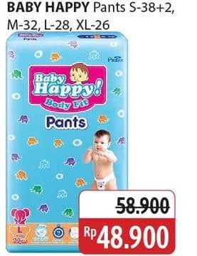 Promo Harga Baby Happy Body Fit Pants S38+2, M32, L28, XL26 26 pcs - Alfamidi