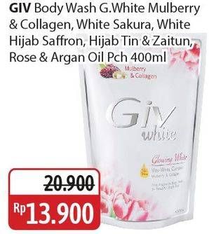 Promo Harga GIV Body Wash Mulberry Collagen, Saffron Niacinamide, Pearl Sakura, Damask Rose Cherry Blossom, Hijab Tin Zaitun 400 ml - Alfamidi