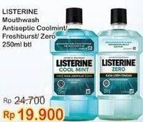 Promo Harga LISTERINE Mouthwash Antiseptic Cool Mint, Fresh Burst, Zero 250 ml - Indomaret