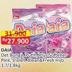 Promo Harga Daia Deterjen Bubuk Bunga, Putih, + Softener Pink, + Softener Violet, Clean Fresh Hijab 1700 gr - Alfamart