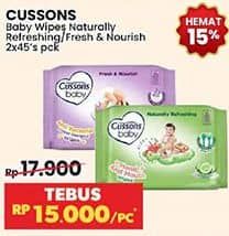 Promo Harga Cussons Baby Wipes Naturally Refreshing, Fresh Nourish 10 sheet - Indomaret