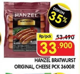 Promo Harga Hanzel Bratwurst Original, Cheese 360 gr - Superindo