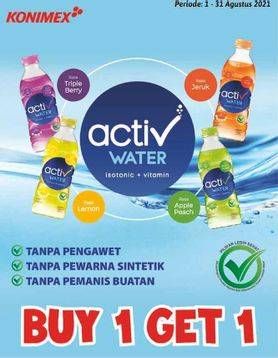 Promo Harga ACTIV WATER Minuman Isotonik + Multivitamin Apple-Peach, Jeruk, Lemon, Triple Berry 380 ml - Alfamidi